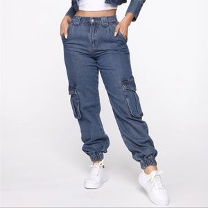 Denim Cargo Jogger Pants